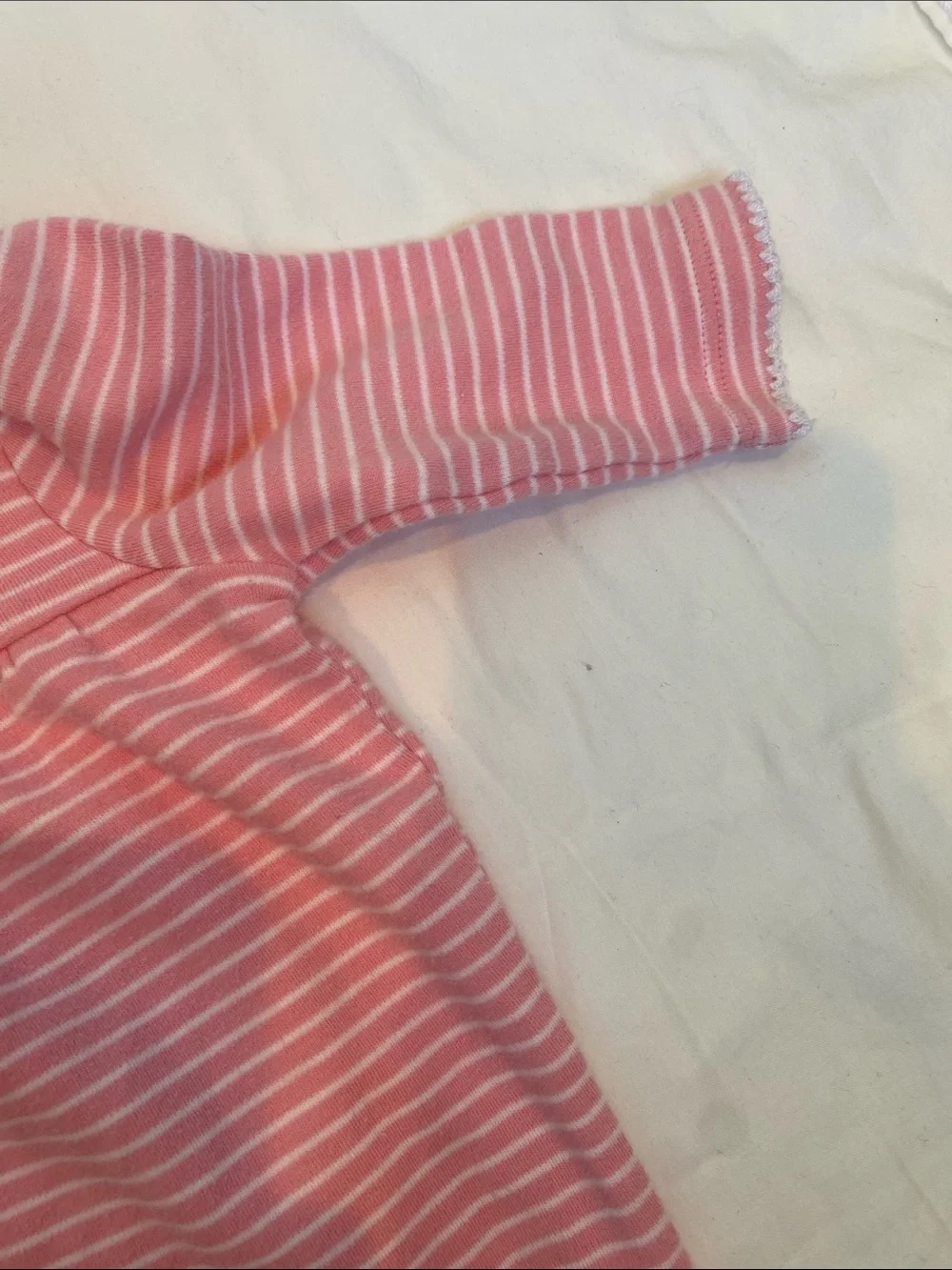 Ralph Lauren Pink & White Striped Lace-Collar Baby Footie